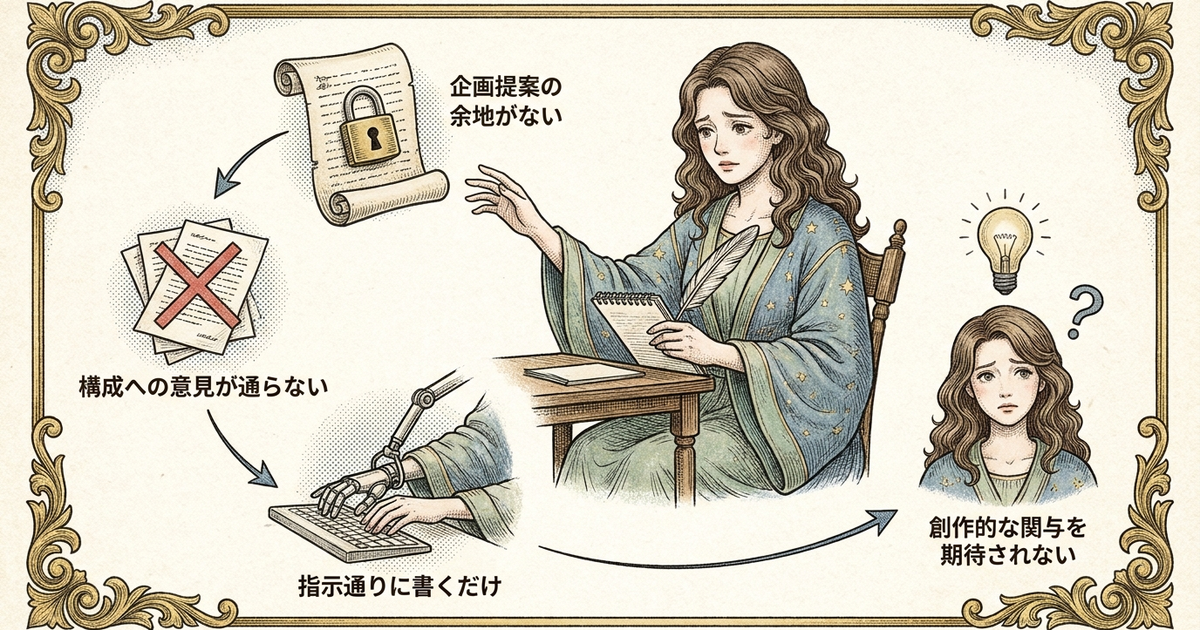 クライアントとの関係が一方的で、対等な創作パートナーになれない