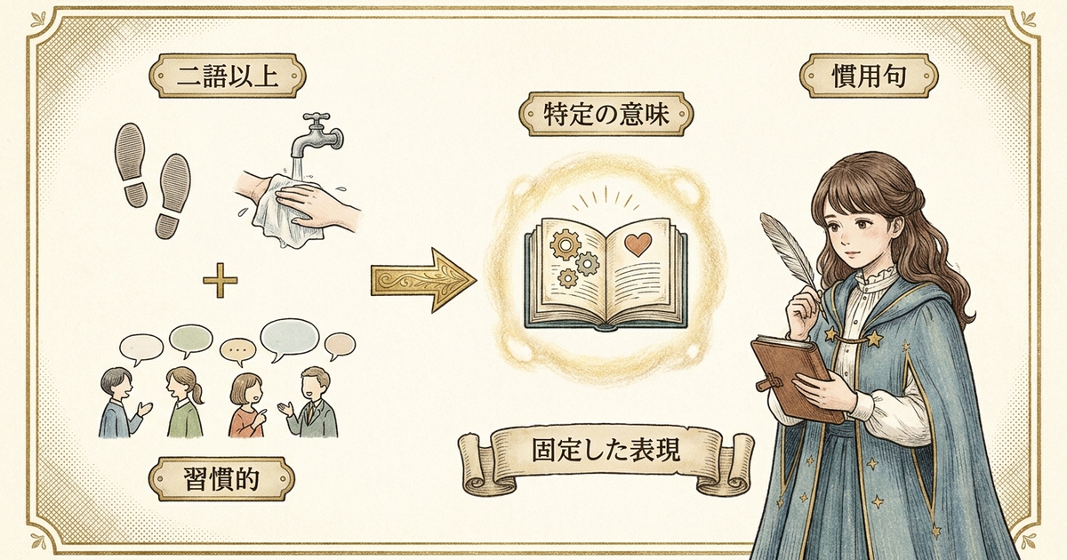 慣用句とは「二つ以上の単語がまとまって特定の意味を表す言葉」である