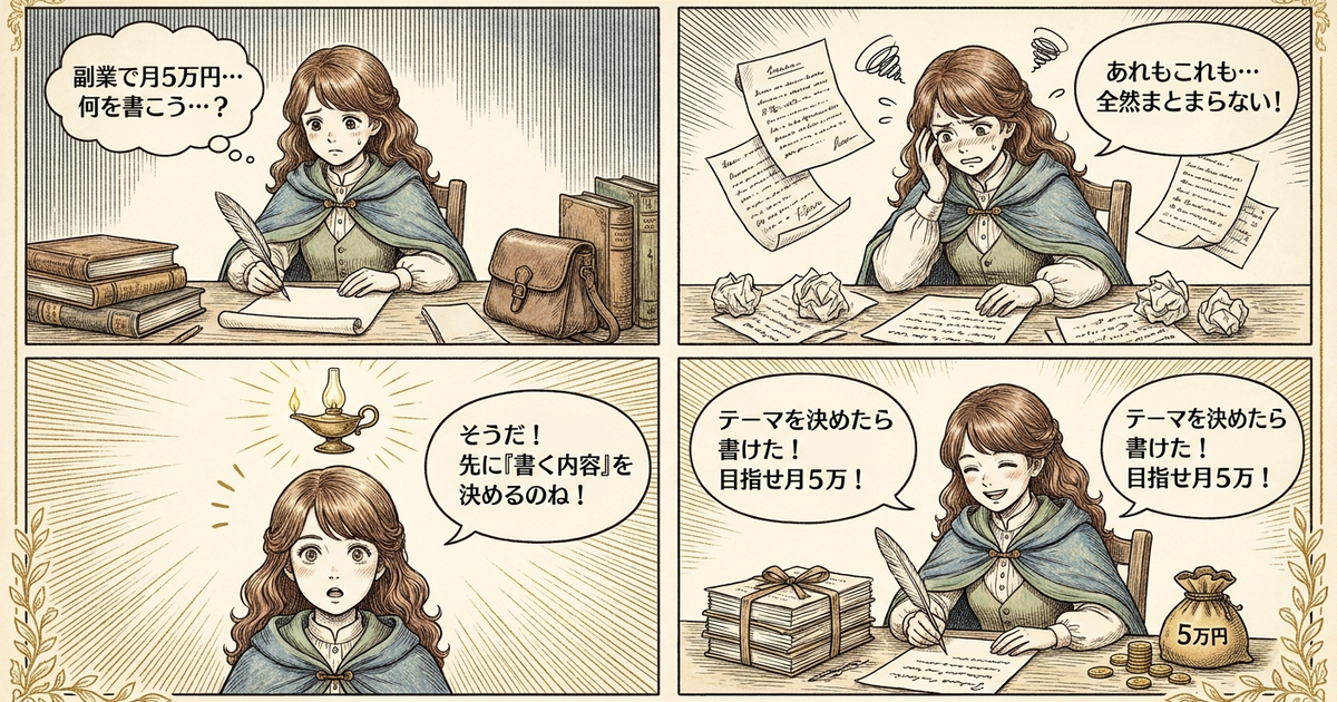まとめ: 副業ライターで月5万円を目指すなら、書く内容を先に決める