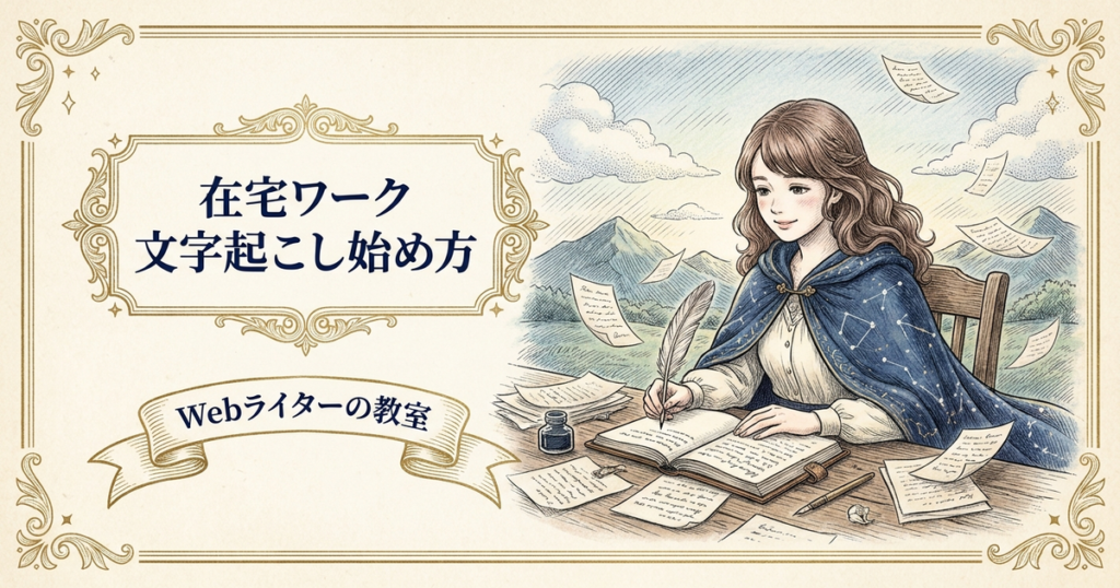 在宅ワーク 文字起こしの解説イメージ