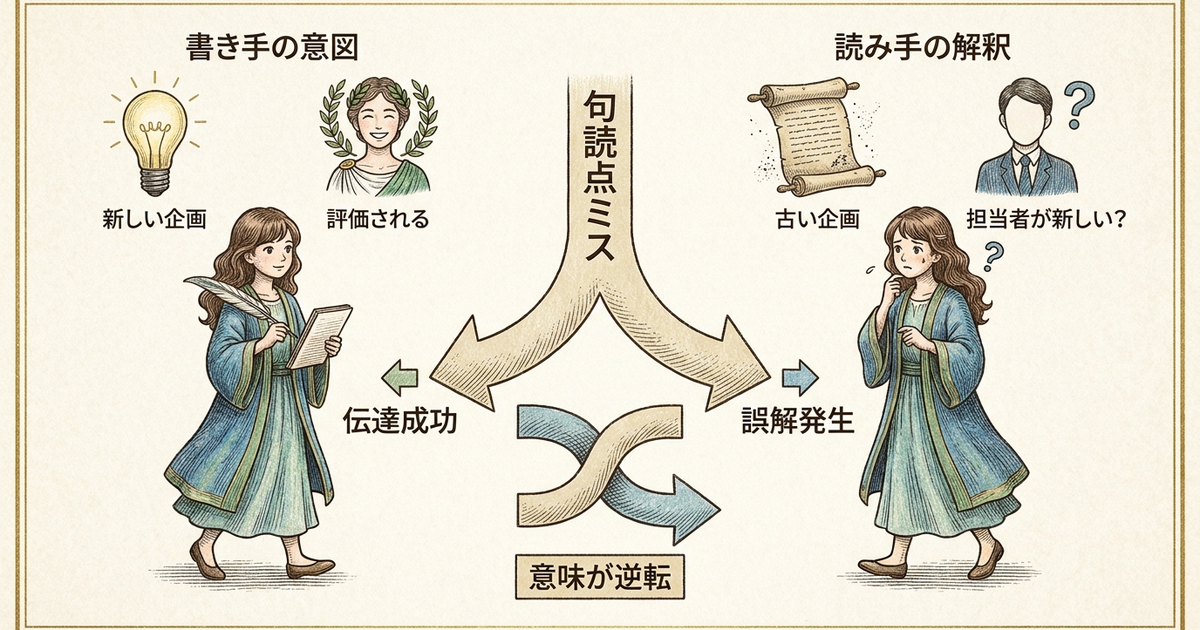 句読点の入れ方を間違えると、文章の意味が逆に伝わる