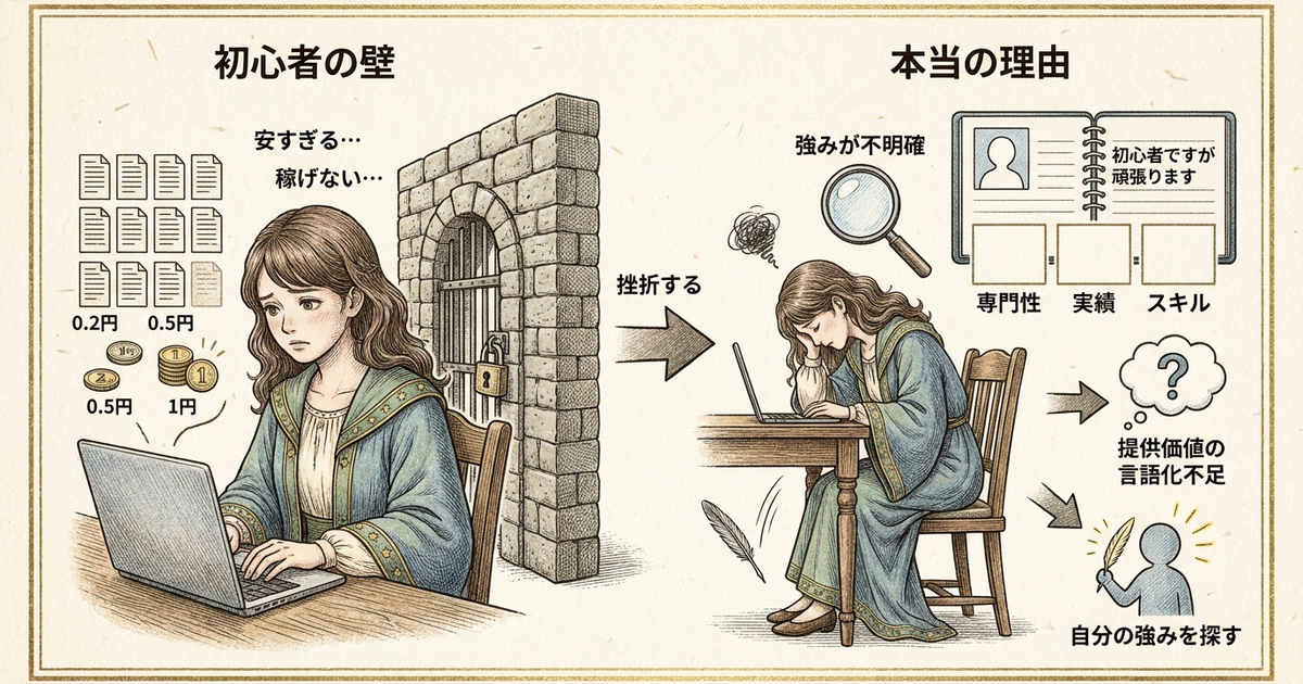 初心者がライティング副業で「稼げない」と挫折する本当の理由