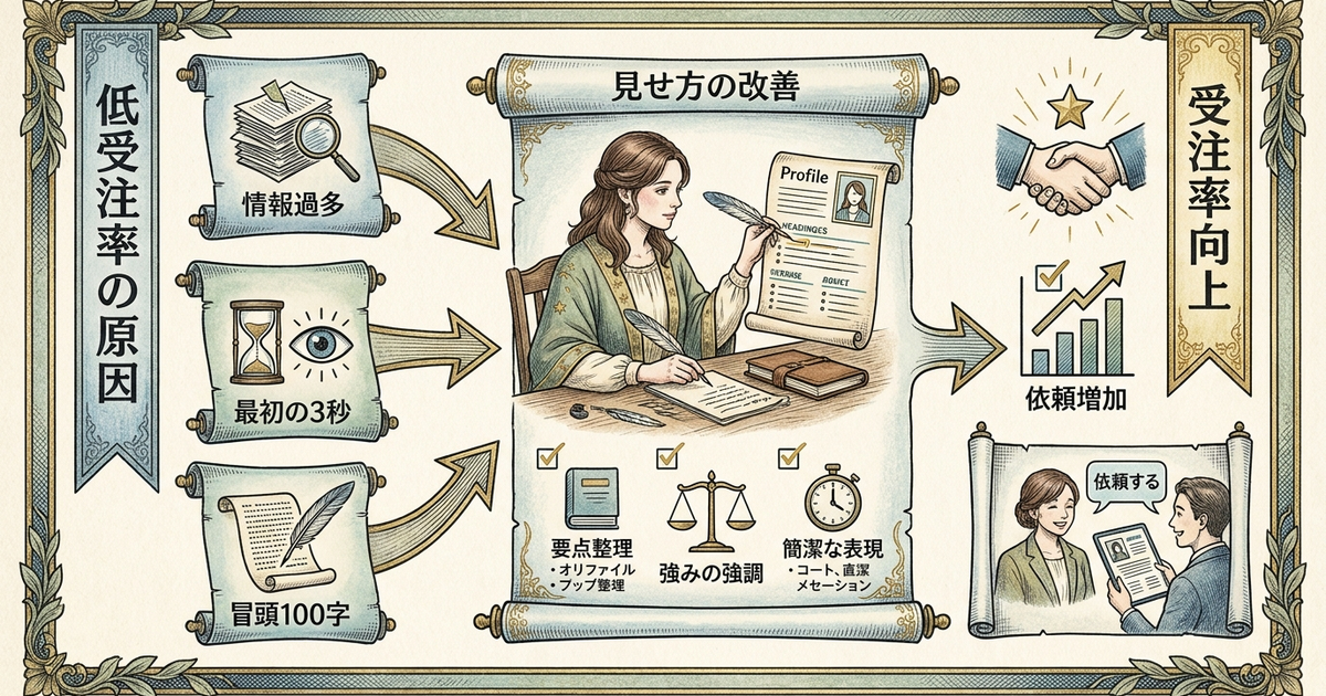 プロフィール受注率が低い原因を特定して改善する
