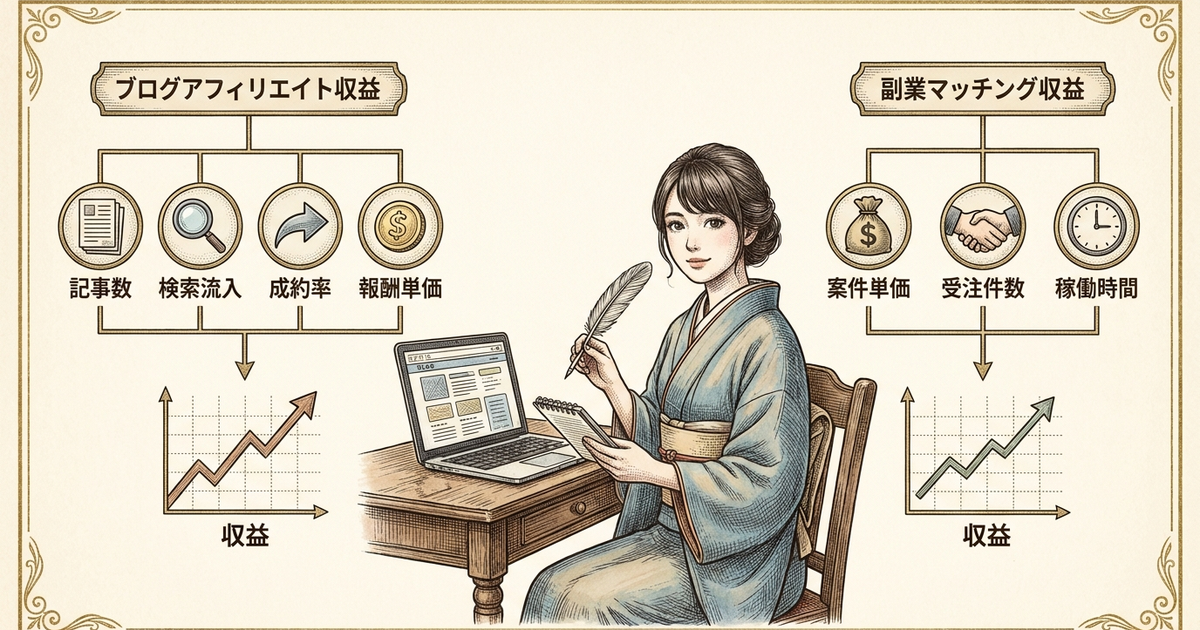 ブログアフィリエイトと副業マッチングの収益構造を分解してわかること