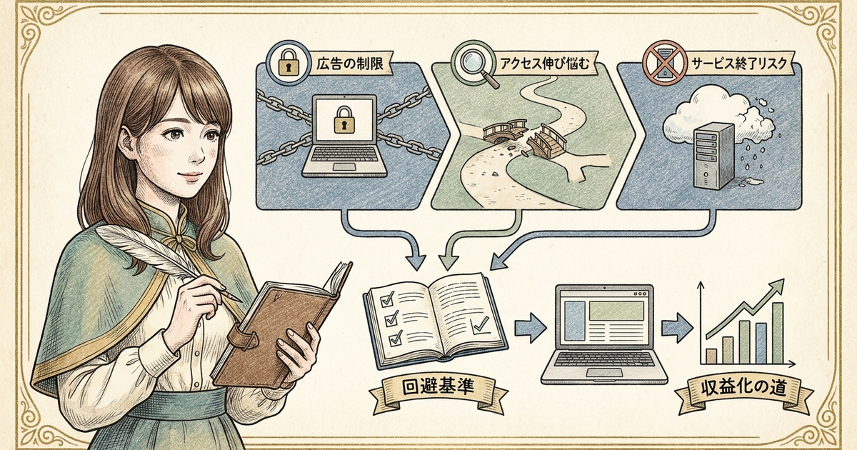 無料ブログで収益化を狙うときの3つの落とし穴と回避基準