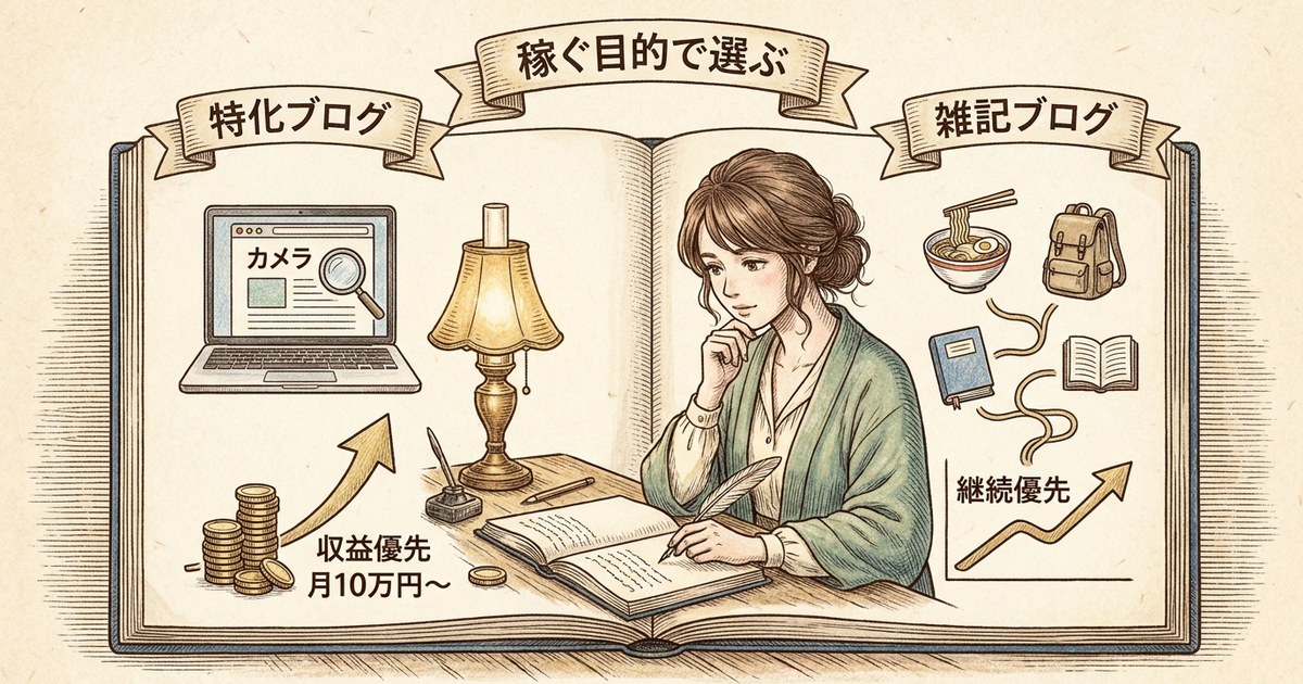 特化ブログと雑記ブログの選び方は「稼ぐ目的」で決まってくる