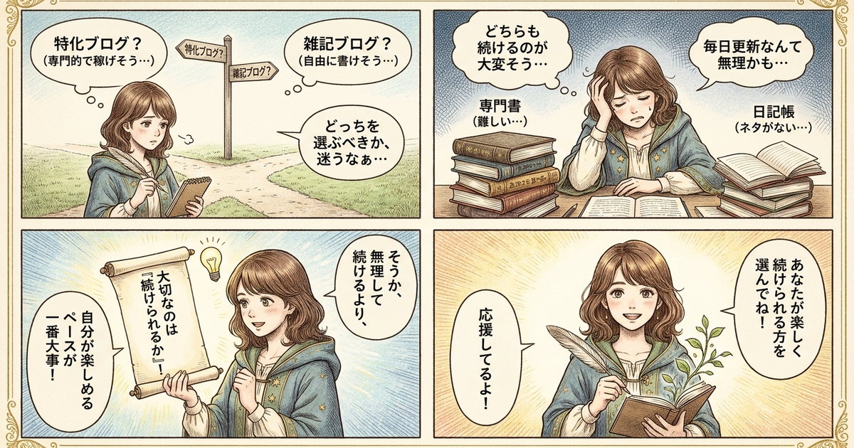 まとめ:特化ブログと雑記ブログ、選ぶ基準は「続けられるか」