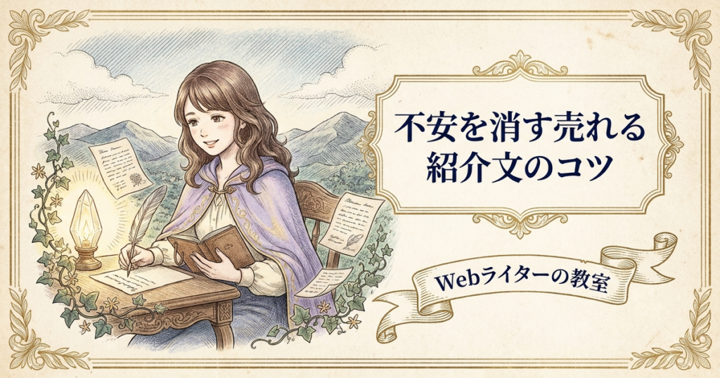 アフィリエイト記事の書き方、売れる紹介文と例文の作り方の解説イメージ