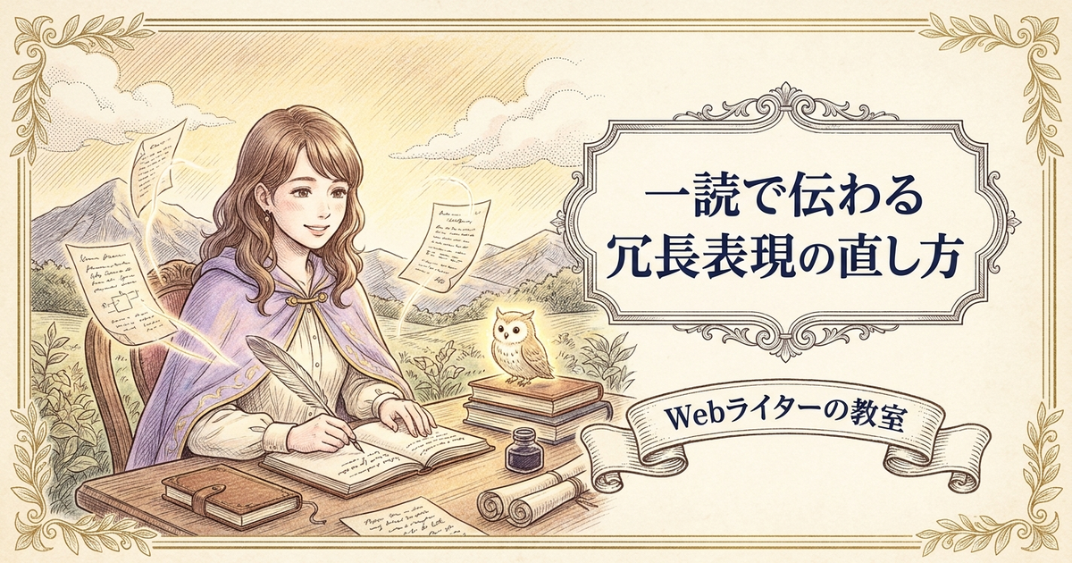 冗長表現の直し方、読みやすいブログ文章に改善するコツの解説イメージ