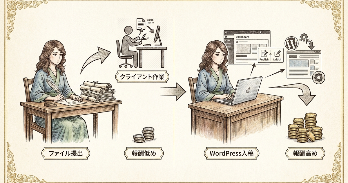 WordPress入稿とファイル提出、初心者Webライターが知らずに損している報酬の差