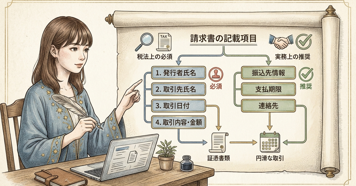 Webライター向け請求書に必要な記載項目を一覧で整理しておく