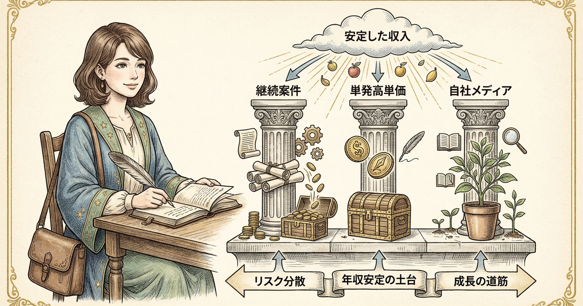 フリーランスWebライターが年収を安定させるには「収入の柱」を複数持つ