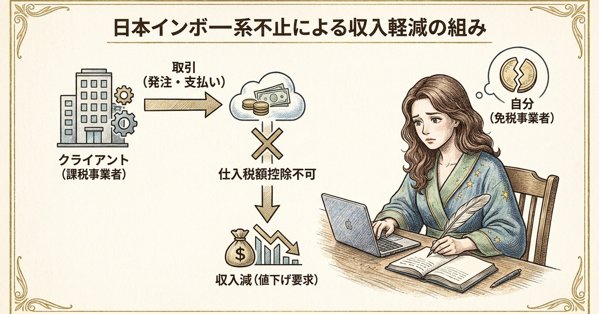 インボイス制度の対応をしないと起こる収入減のメカニズム