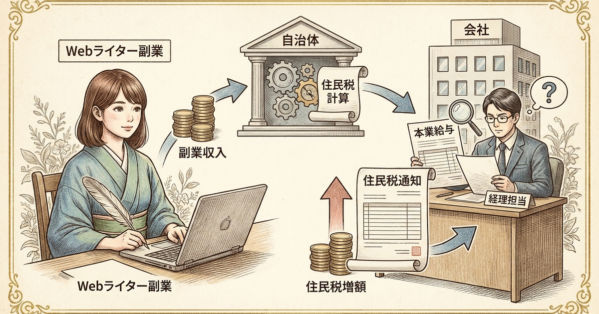 Webライター副業で会社にばれる仕組みと住民税のメカニズムを理解しておく