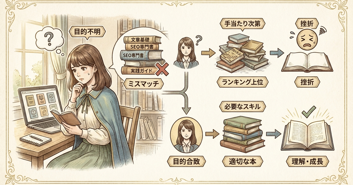 初心者が本選びで失敗する「目的と本の種類のミスマッチ」が起きている