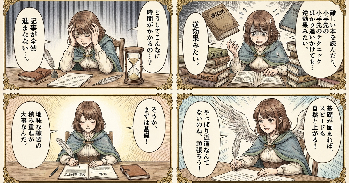 まとめ:基礎を固める練習が執筆スピードを引き上げていく