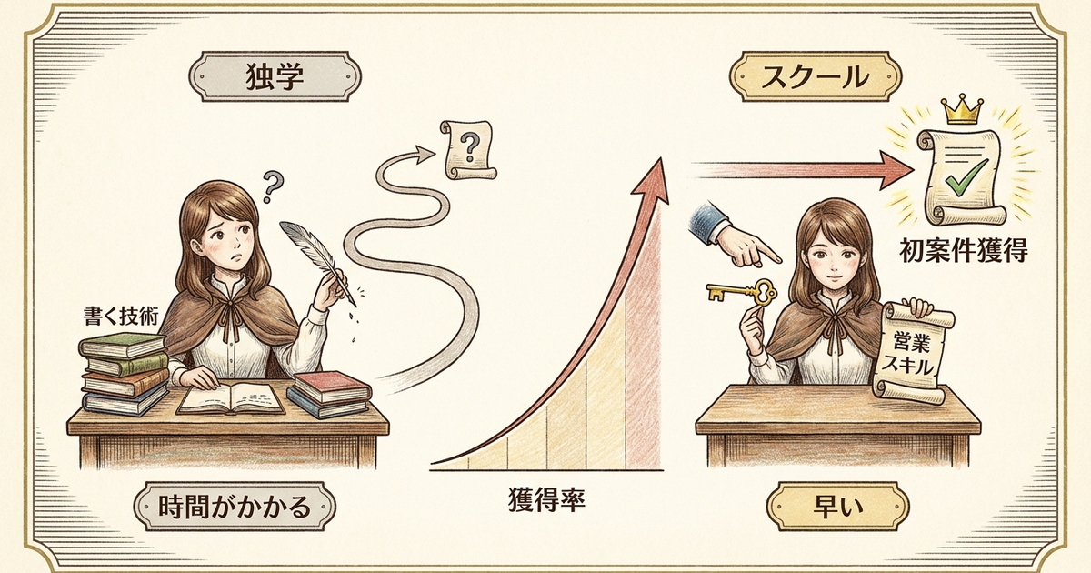独学とスクールで身につくスキルの違いが、初案件の獲得率に現れる理由