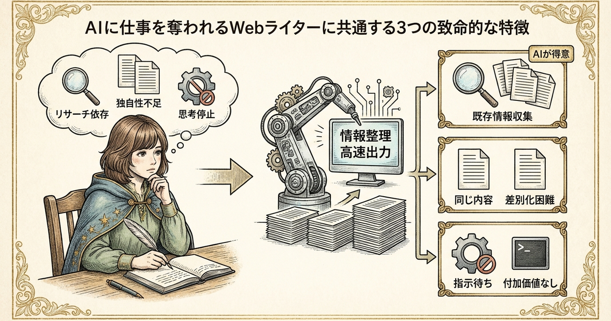 AIに仕事を奪われるWebライターに共通する3つの致命的な特徴