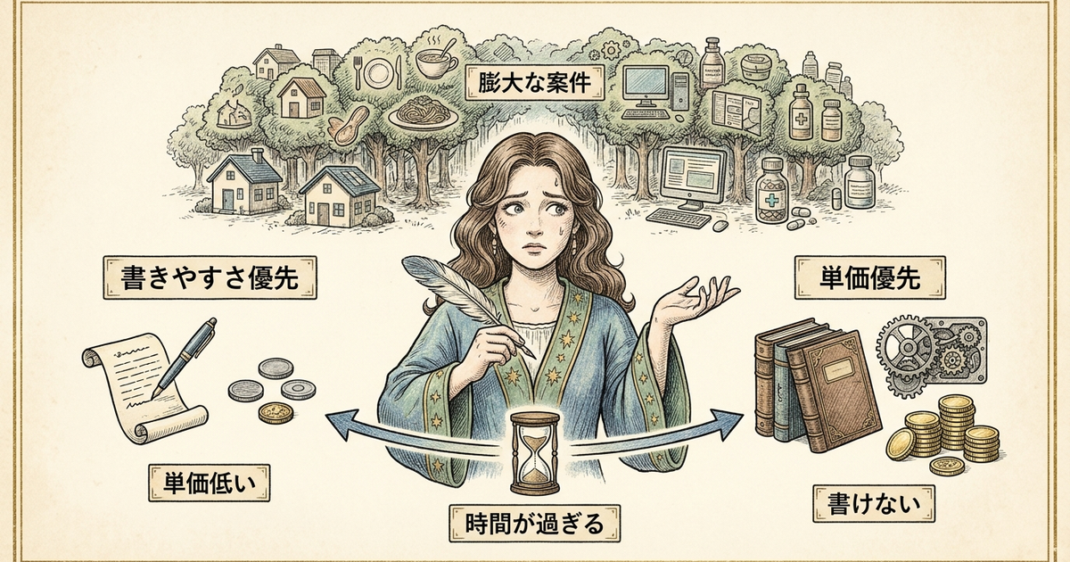 Webライター初心者がジャンル選びで書きやすさと単価の間で迷っている理由
