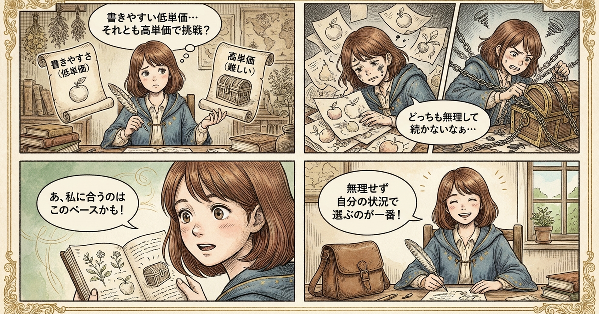 まとめ：書きやすさと単価のどちらを選ぶかより、自分の状況に合った選択を