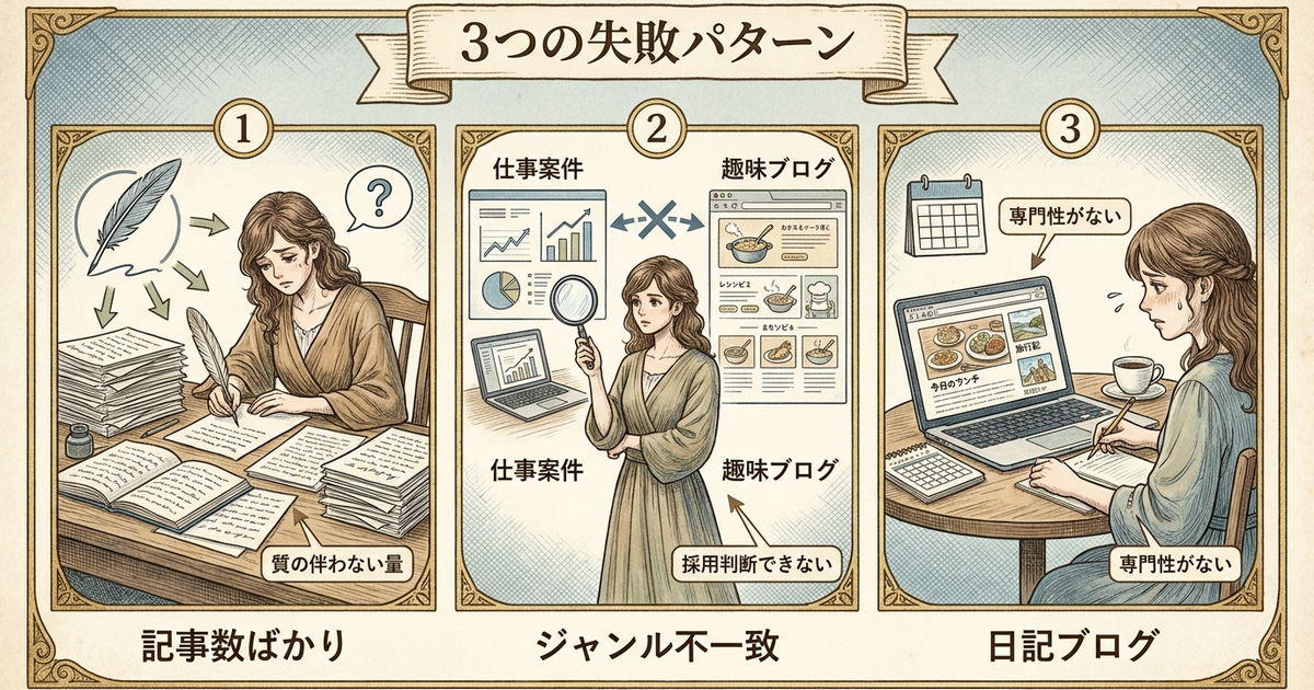 Webライターがブログで実績を作る前に陥る3つの失敗パターン