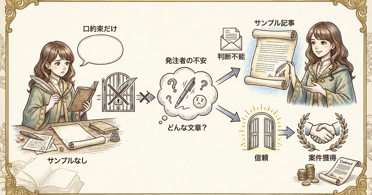 サンプル記事がなければ書けるライターでも案件は獲得できない