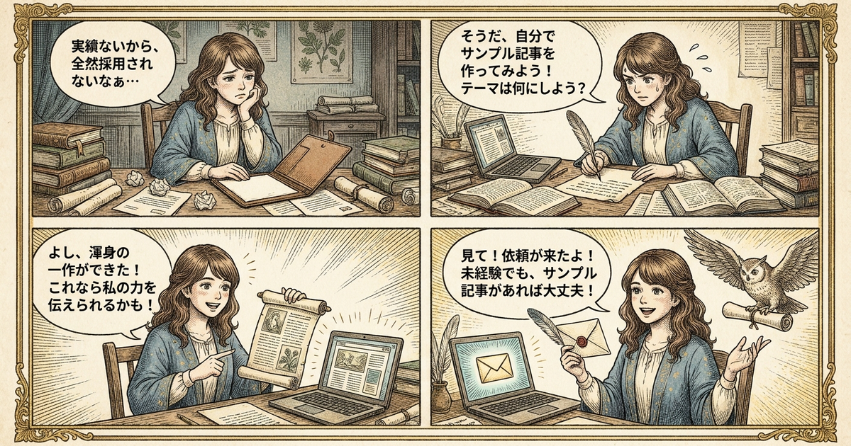 サンプル記事を作り込めば未経験でも案件は後からついてくる