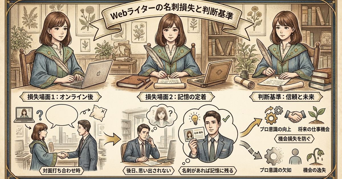 Webライターが名刺で損している3つの場面と、判断基準を整理しておく
