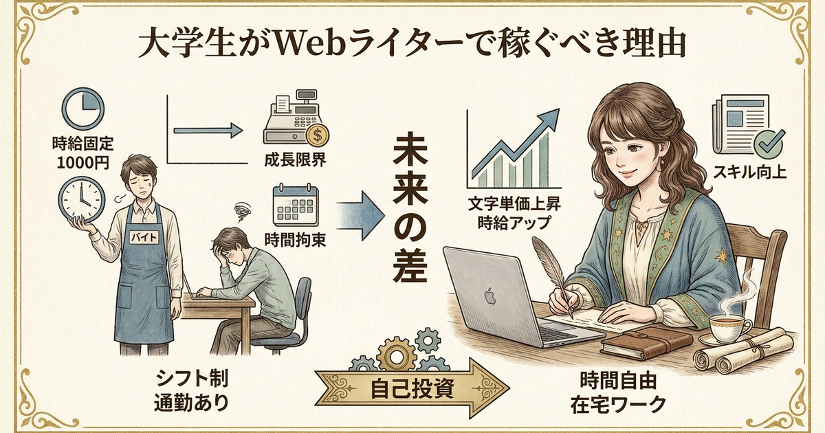 大学生がバイト代わりにWebライターで稼ぐべき本当の理由