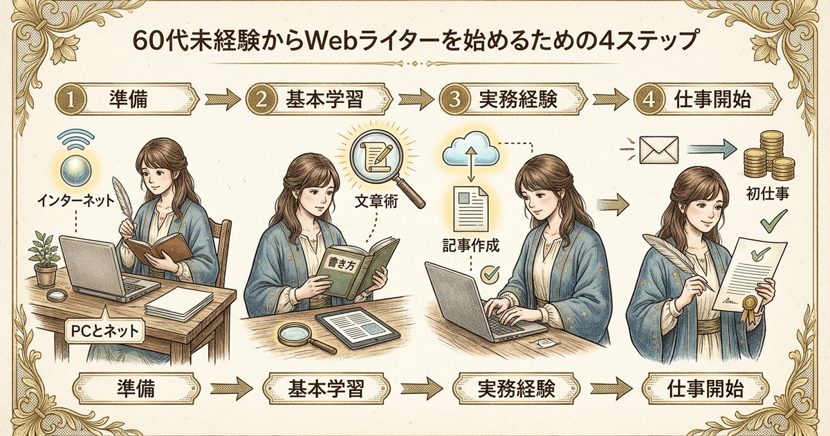 60代未経験からWebライターを始めるための4ステップ