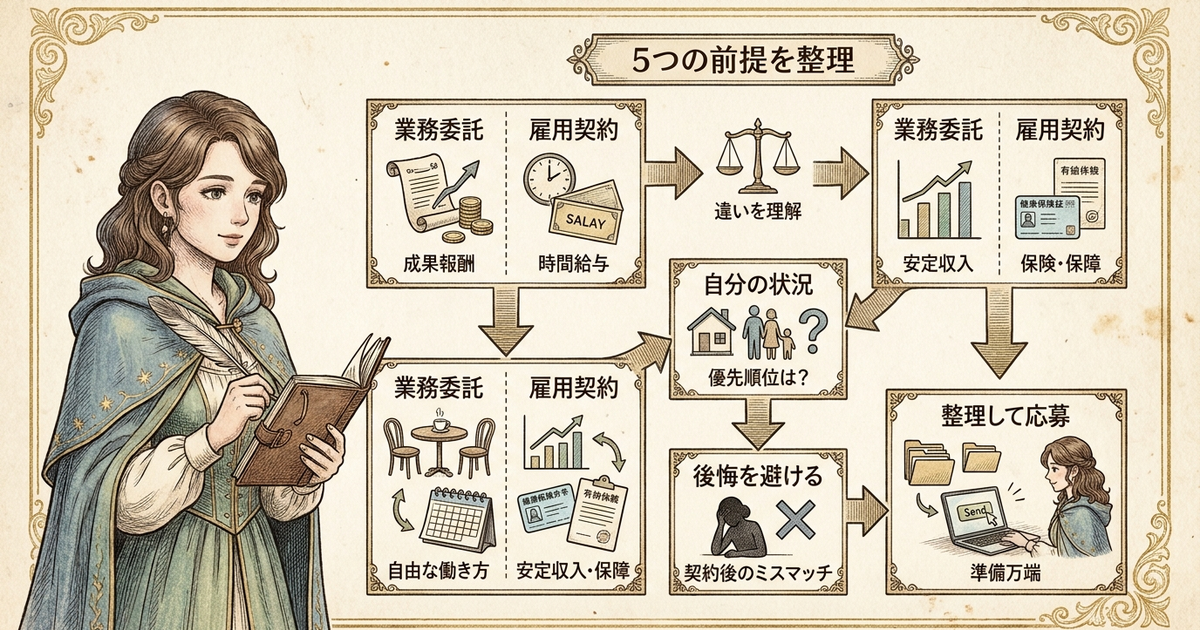 Webライター業務委託求人を選ぶ前に、この5つの前提を整理しておく
