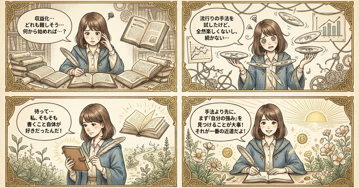 まとめ:ブログ収益化は、手法選びより「自分の強み」を知ることから