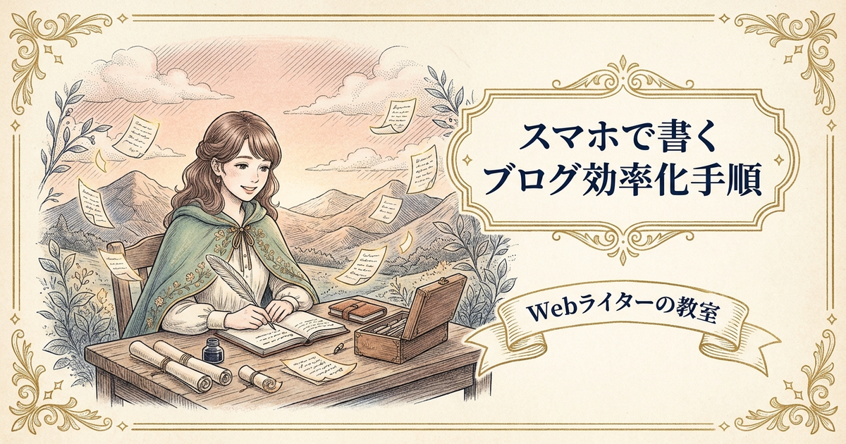 ブログをスマホで書く方法は？効率よく記事を書く手順の解説イメージ