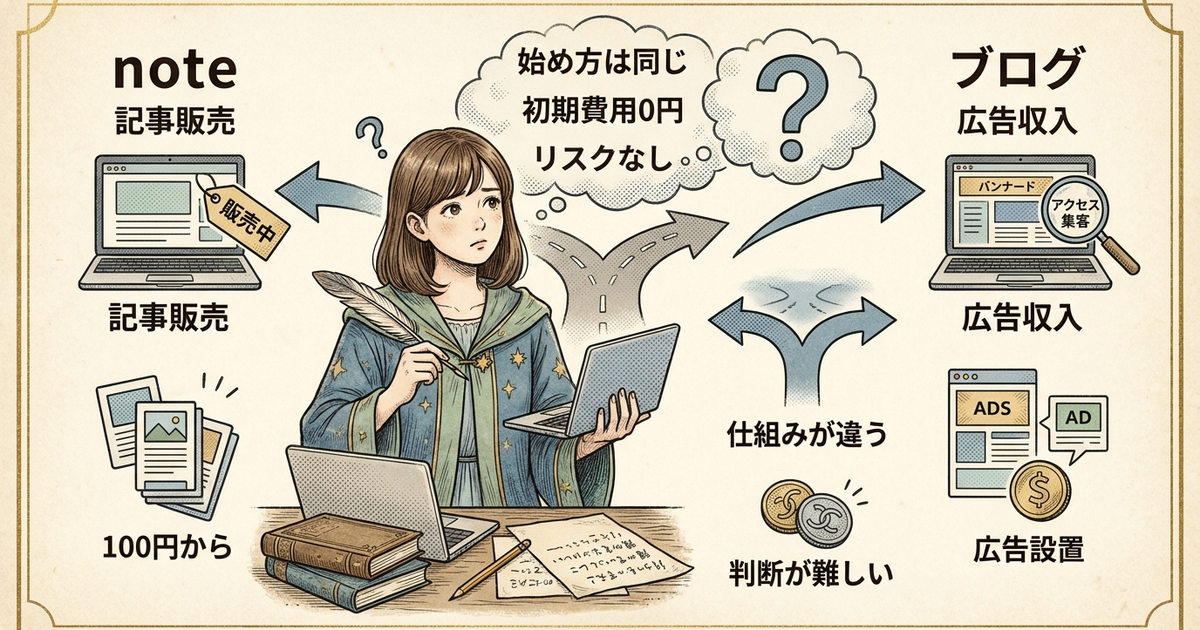 noteを始めたい初心者が、今すぐ収入を得る方法を選べないでいる