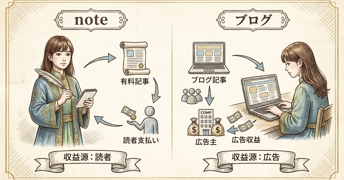 noteとブログで収入を得る方法が根本的に違う