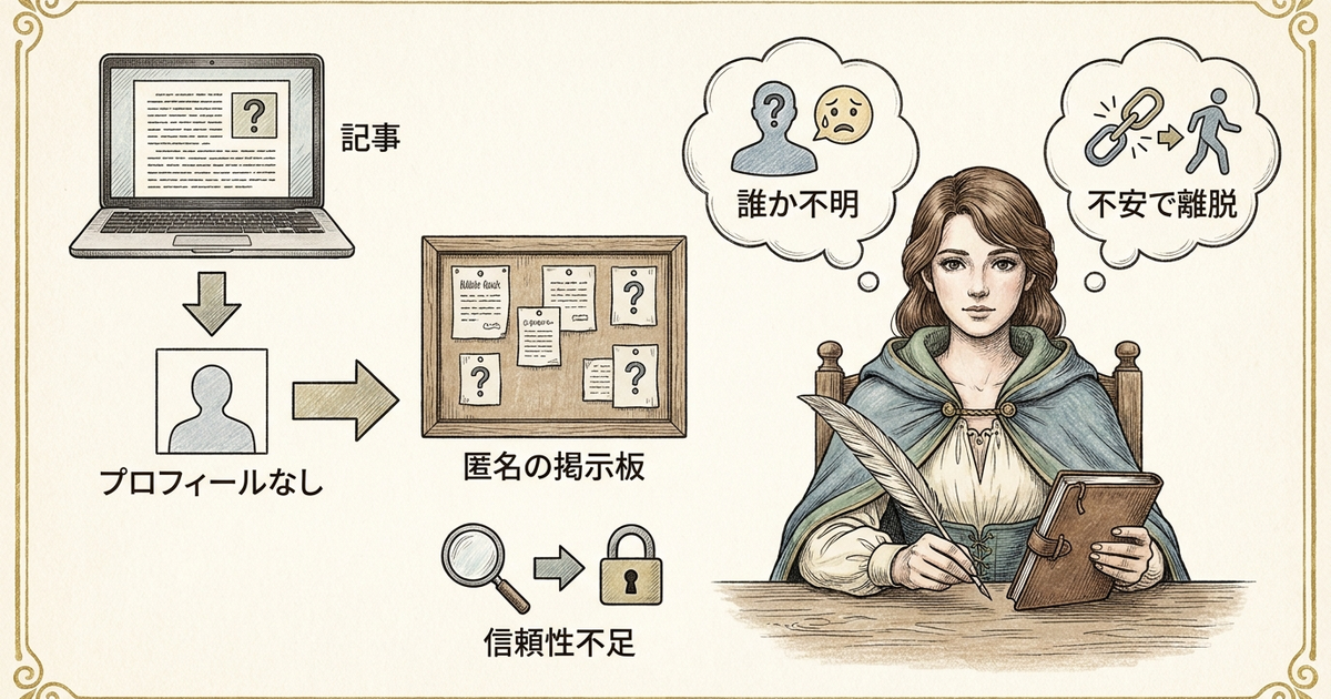 プロフィールを書かないと「誰が書いたか分からない記事」になっている