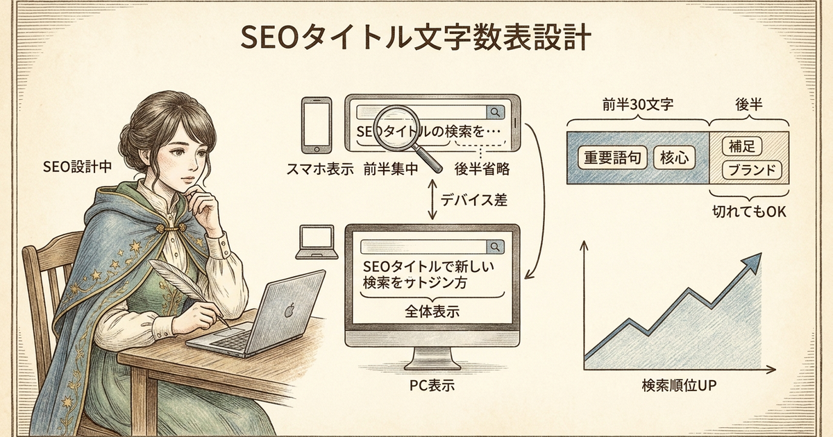 SEOタイトルが検索で切れない文字数の設計基準