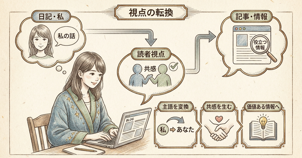一般人の日記を面白いブログ記事に変える「視点の転換」3ステップ