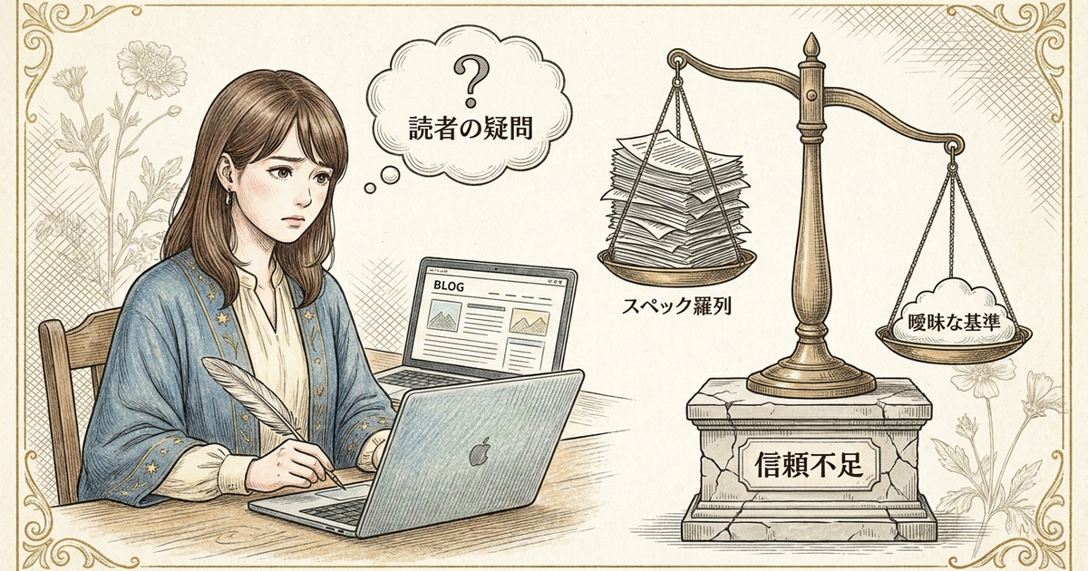 ブログレビュー記事で信頼を得られない評価軸が曖昧なままになっている