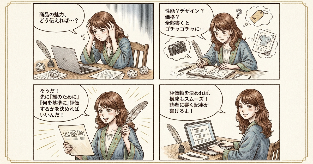 まとめ: 評価軸を先に決めてから構成を考える