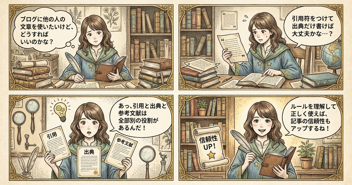 まとめ：引用と出典と参考文献は別のもの、出典を書くだけでは不十分